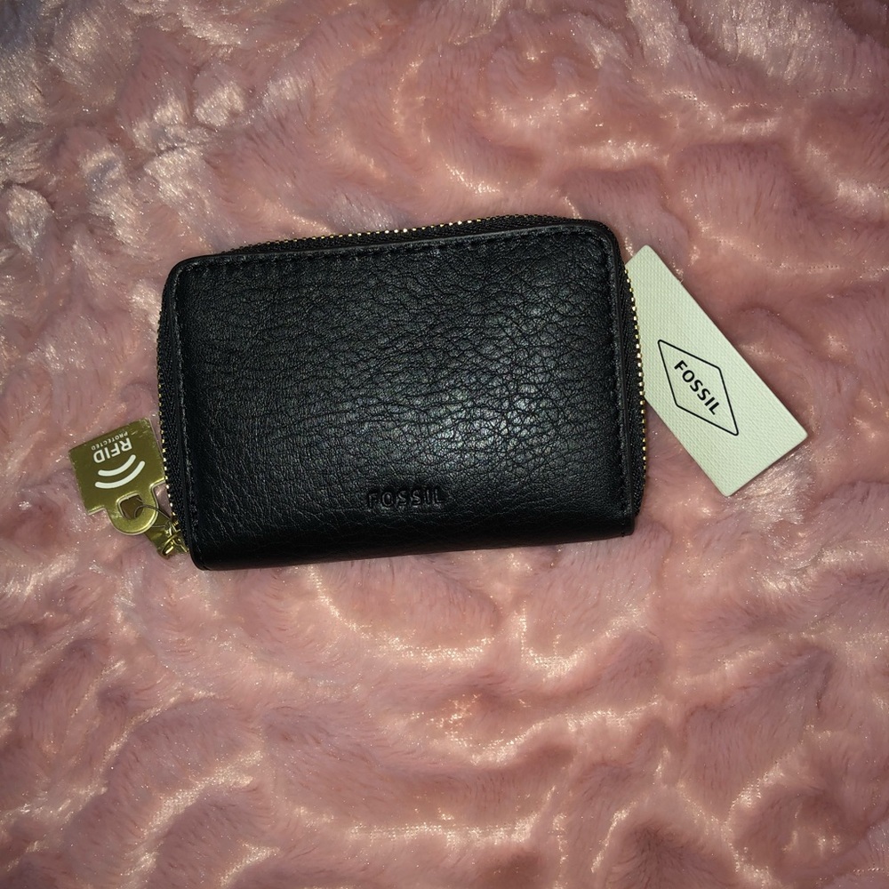 Fossil mini zip card case new